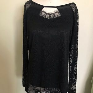 Black lace long sleeve blouse